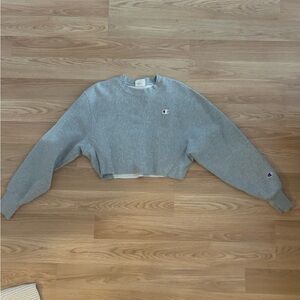 Champion Gray Crew Neck Cropped Sweater